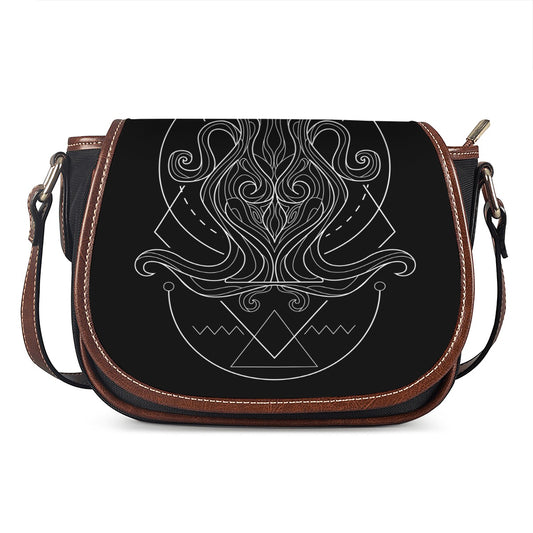 Black And White Aquarius Sign Print Saddle Bag