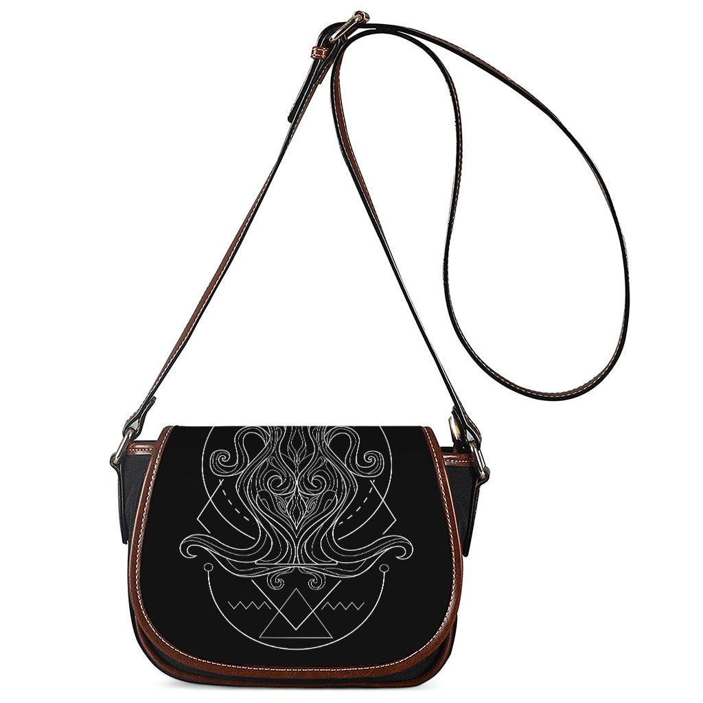 Black And White Aquarius Sign Print Saddle Bag