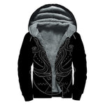 Black And White Aquarius Sign Print Sherpa Lined Zip Up Hoodie