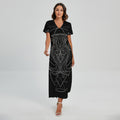 Black And White Aquarius Sign Print Short Sleeve Maxi Dress