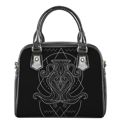 Black And White Aquarius Sign Print Shoulder Handbag
