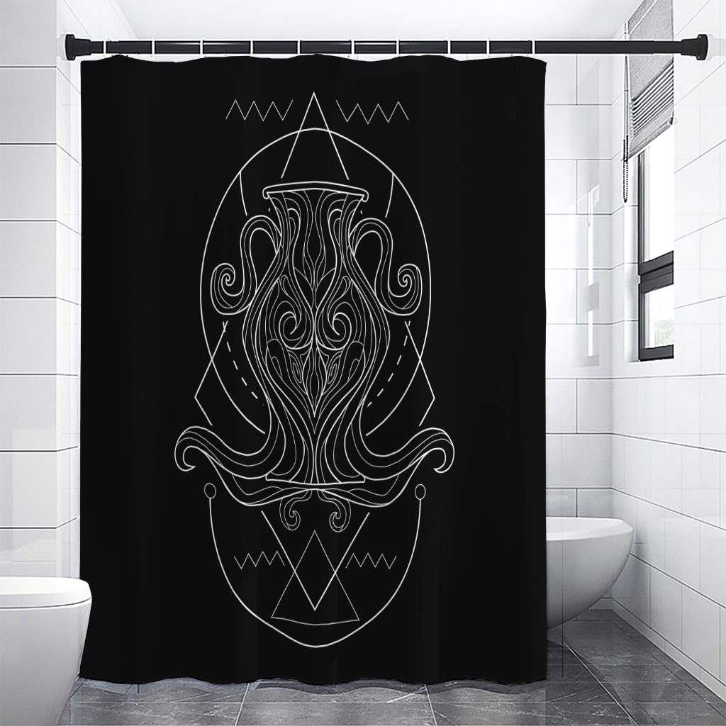 Black And White Aquarius Sign Print Shower Curtain