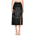 Black And White Aquarius Sign Print Side Slit Midi Skirt