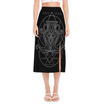 Black And White Aquarius Sign Print Side Slit Midi Skirt