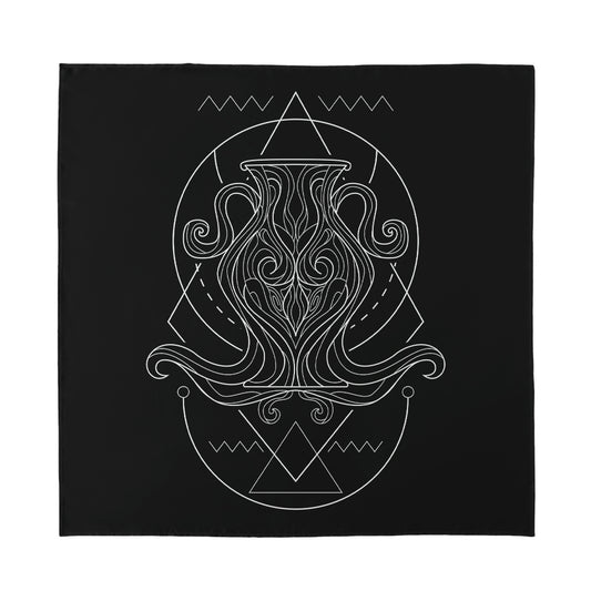 Black And White Aquarius Sign Print Silk Bandana