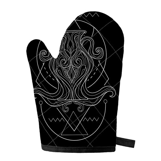 Black And White Aquarius Sign Print Single Oven Mitt