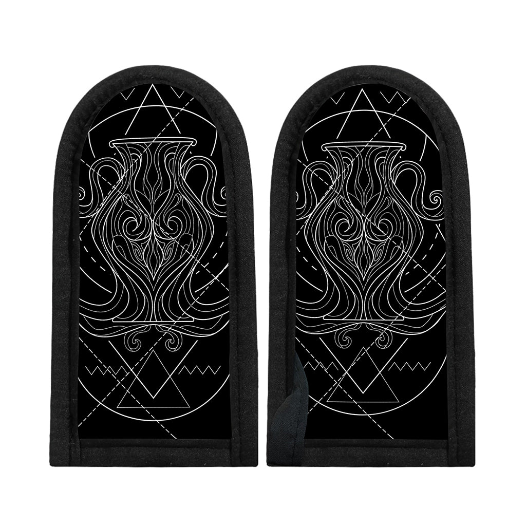 Black And White Aquarius Sign Print Skillet Handle Cover