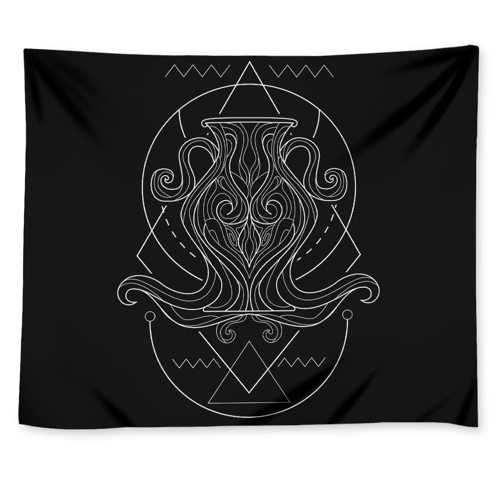 Black And White Aquarius Sign Print Tapestry