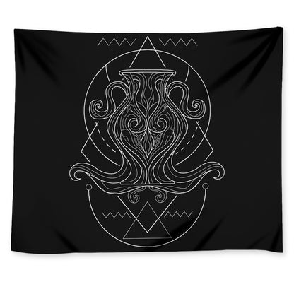 Black And White Aquarius Sign Print Tapestry