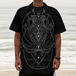 Black And White Aquarius Sign Print Textured Short Sleeve Shirt