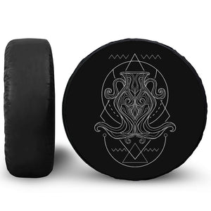 Black And White Aquarius Sign Print Tire Cover