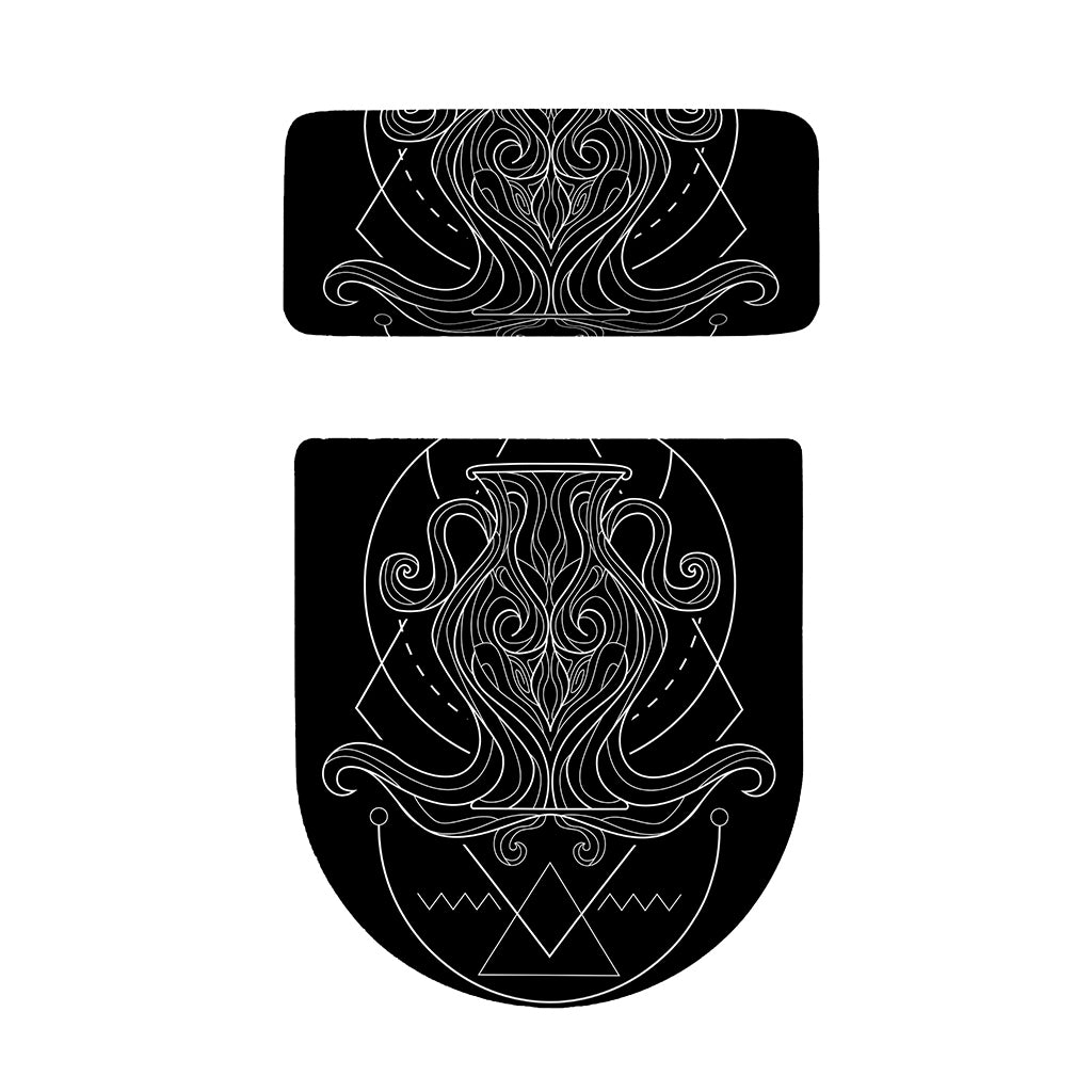 Black And White Aquarius Sign Print Toilet Lid And Tank Cover Set