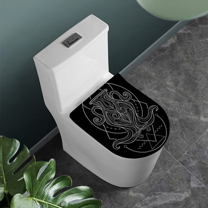 Black And White Aquarius Sign Print Toilet Lid Cover