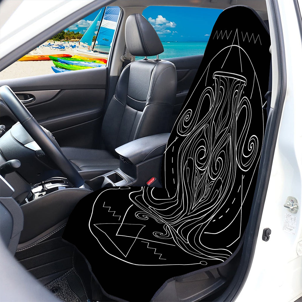 Black And White Aquarius Sign Print Waterproof Car Seat Cover