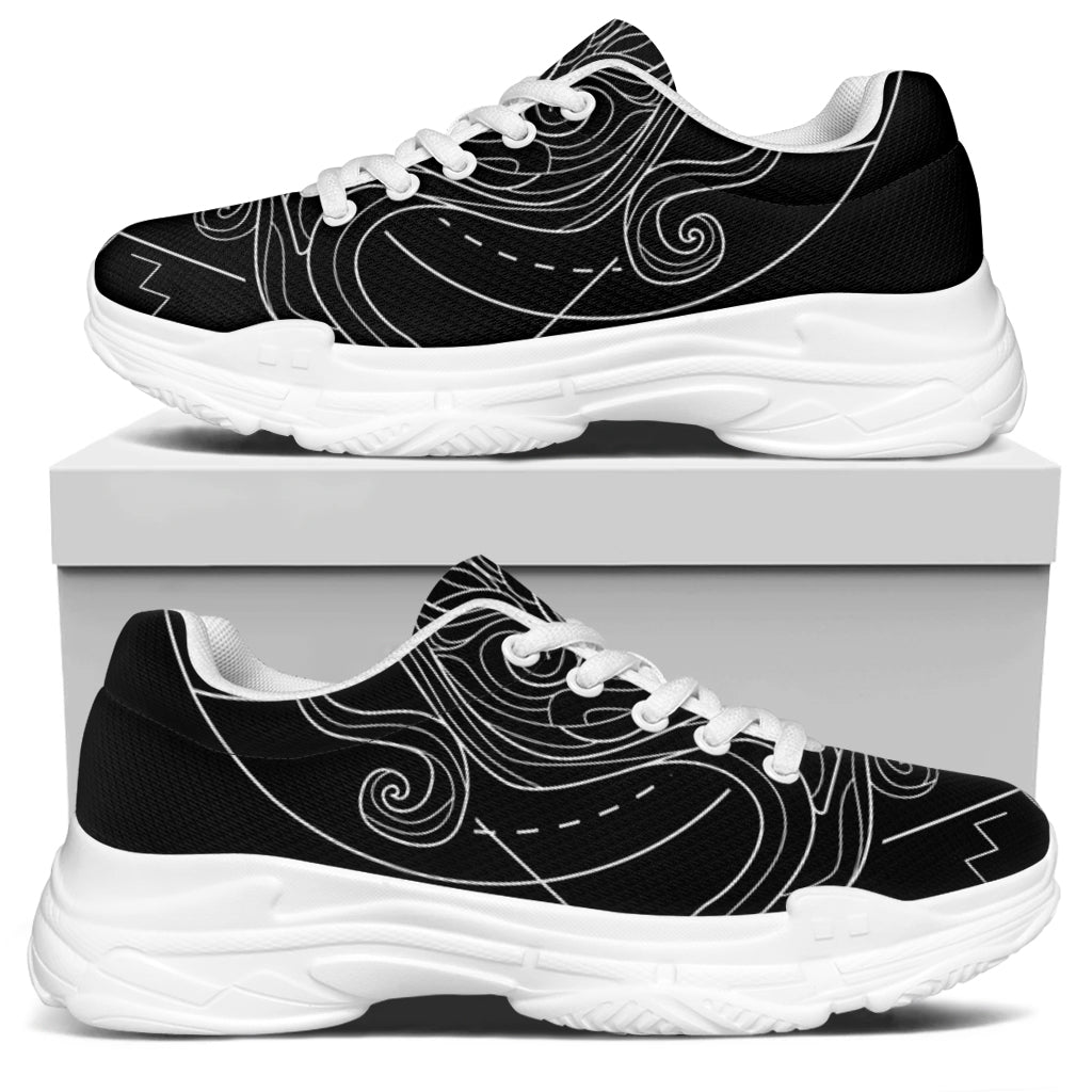 Black And White Aquarius Sign Print White Chunky Shoes