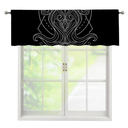 Black And White Aquarius Sign Print Window Valance