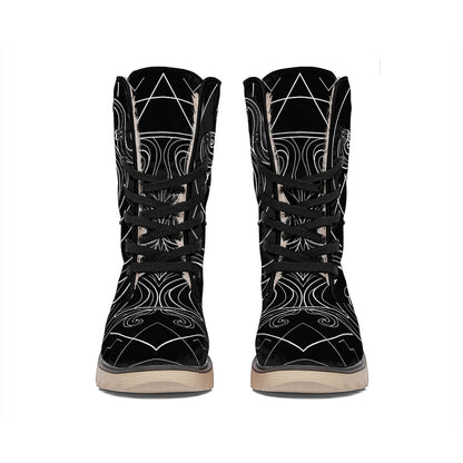 Black And White Aquarius Sign Print Winter Boots
