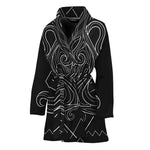 Black And White Aquarius Sign Print Women's Bathrobe