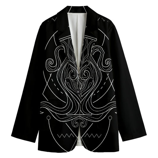 Black And White Aquarius Sign Print Women's Blazer