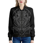 Black And White Aquarius Sign Print Women's Bomber Jacket