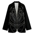 Black And White Aquarius Sign Print Women's Cotton Blazer