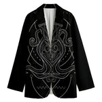 Black And White Aquarius Sign Print Women's Cotton Blazer