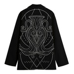 Black And White Aquarius Sign Print Women's Cotton Blazer