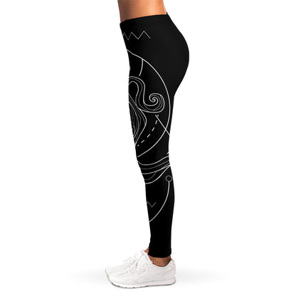 Black And White Aquarius Sign Print Women's Leggings