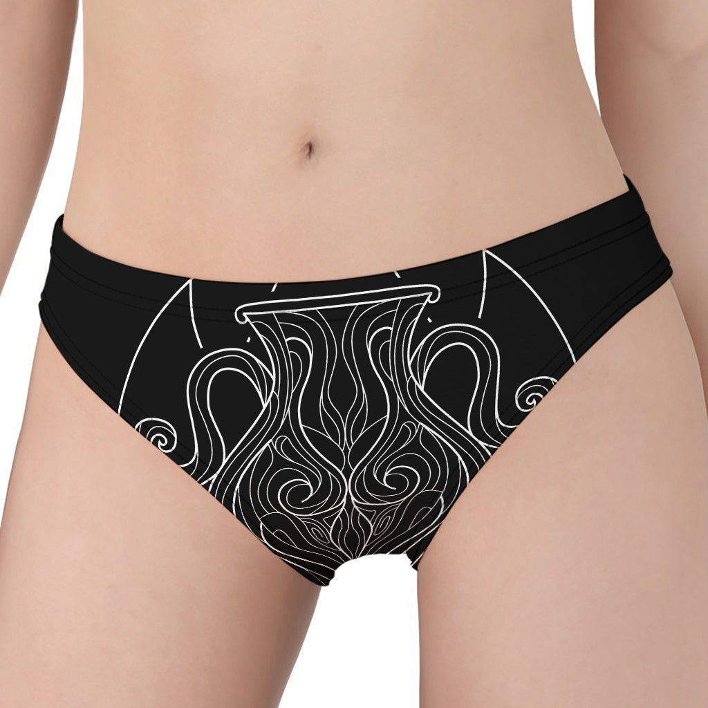 Black And White Aquarius Sign Print Women's Panties