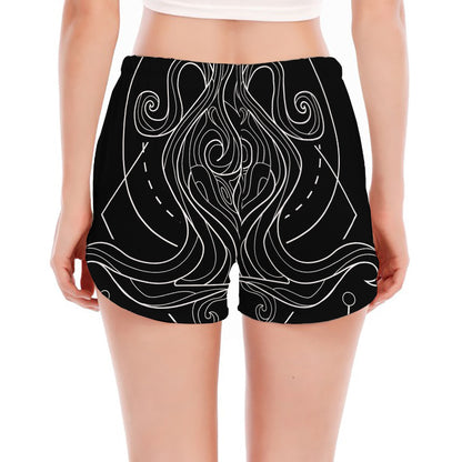 Black And White Aquarius Sign Print Women's Split Running Shorts