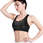 Black And White Aquarius Sign Print Women's Sports Bra