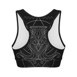 Black And White Aquarius Sign Print Women's Sports Bra