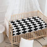 Black And White Argyle Pattern Print Baby Crib Sheet