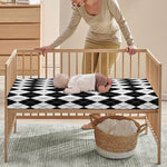 Black And White Argyle Pattern Print Baby Crib Sheet