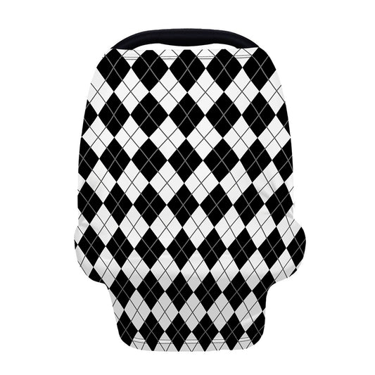 Black And White Argyle Pattern Print Baby Seat Cover