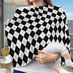 Black And White Argyle Pattern Print Baby Seat Cover