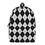 Black And White Argyle Pattern Print Backpack