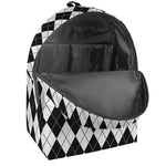 Black And White Argyle Pattern Print Backpack