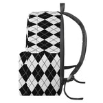 Black And White Argyle Pattern Print Backpack