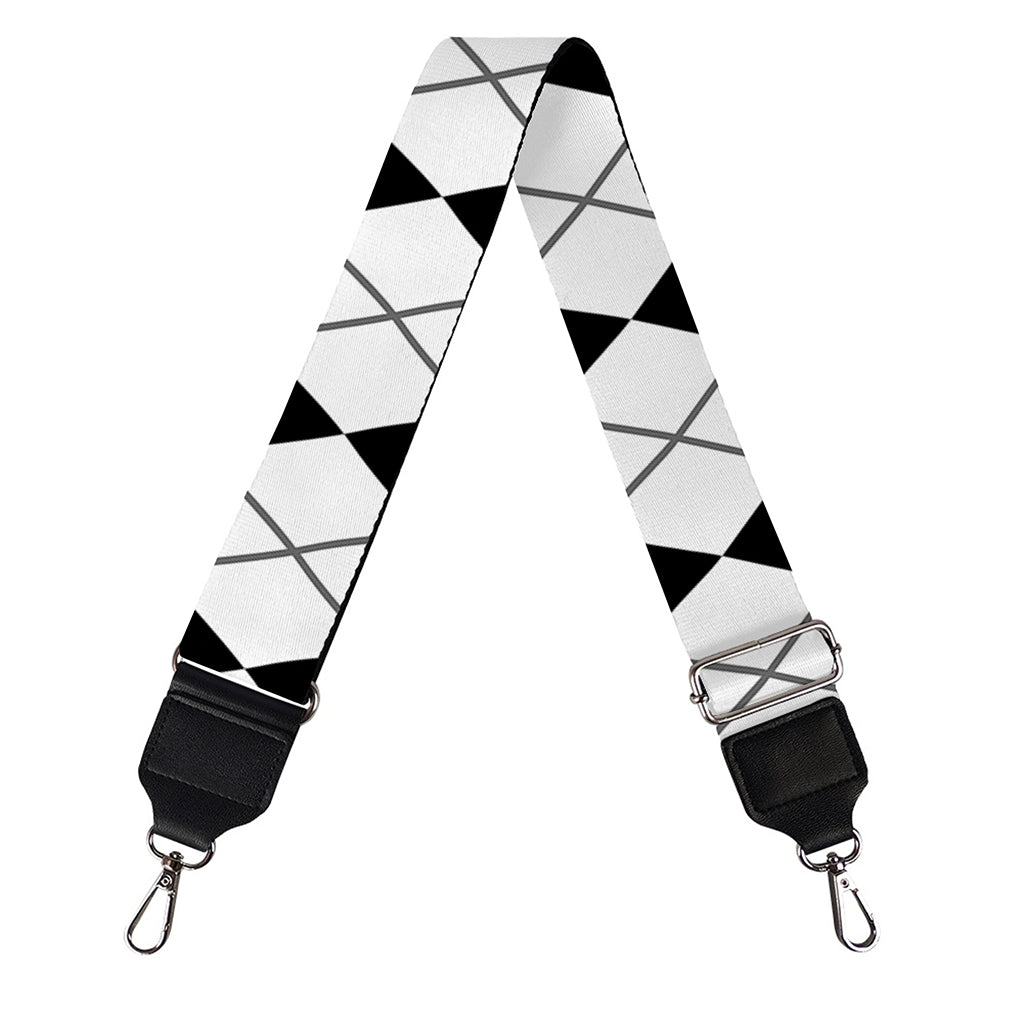 Black And White Argyle Pattern Print Bag Strap