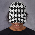 Black And White Argyle Pattern Print Baseball Cap