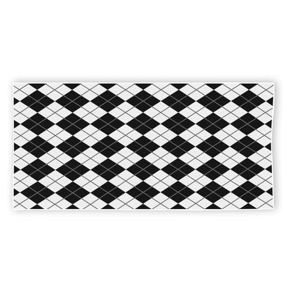 Black And White Argyle Pattern Print Beach Towel