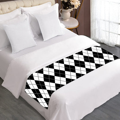 Black And White Argyle Pattern Print Bed Runner