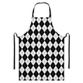 Black And White Argyle Pattern Print Bib Apron With Pocket