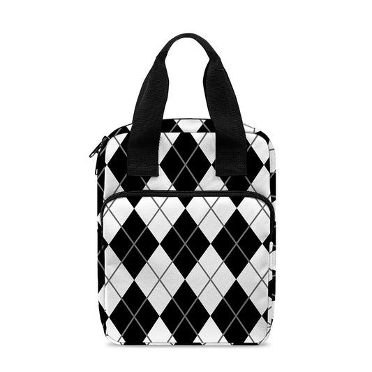 Black And White Argyle Pattern Print Bible Tote Bag