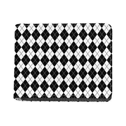 Black And White Argyle Pattern Print Bifold Wallet