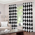 Black And White Argyle Pattern Print Dimout Grommet Curtains