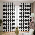 Black And White Argyle Pattern Print Dimout Pencil Pleat Curtains