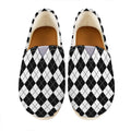 Black And White Argyle Pattern Print Casual Shoes