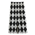 Black And White Argyle Pattern Print Cotton Front Slit Maxi Skirt